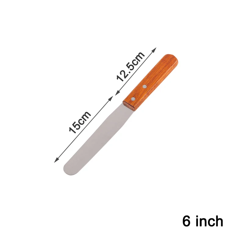 MOSEKO 6/8/10 дюймов Нержавеющая сталь масляный торт для крема шпатель для торта-Fondant(сахарная) Формы для выпечки торта DIY инструмент для украшения - Цвет: 6 inch straight
