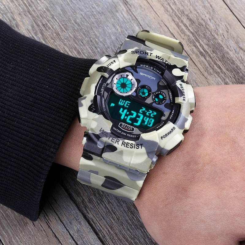 

Men Digital Watch Camouflage Army Military LED Electronic Clock Waterproof Multicolor Hodinky Men Sport Watch Relogios Masculino