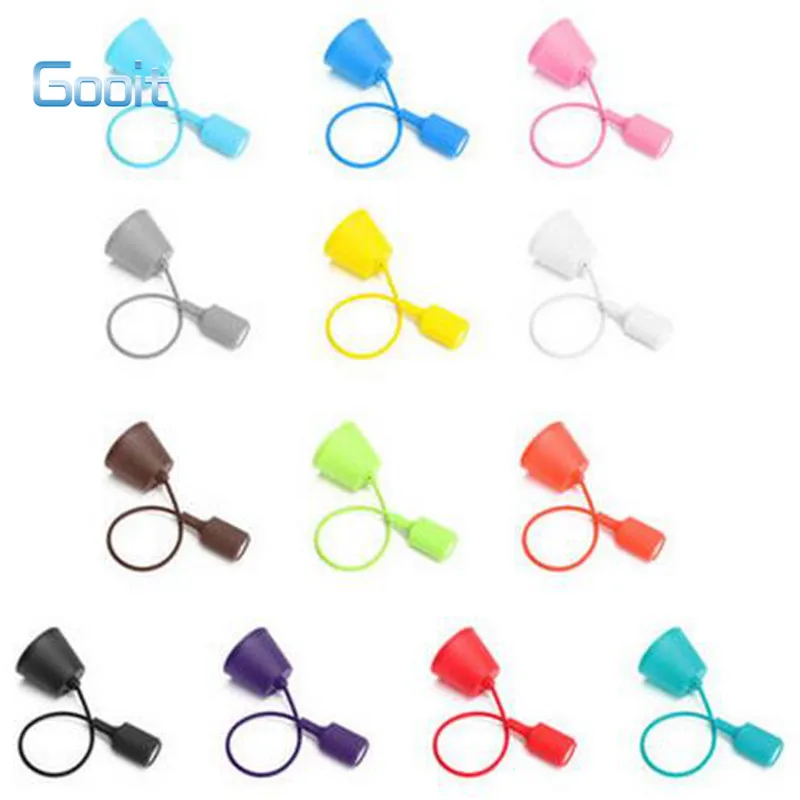 

Colorful E27/E26 Silicone Ceiling Lamp Holder Light Socket Customize Rope Cord