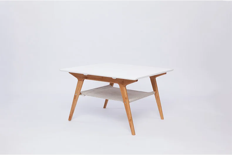 ZEN'S бамбуковый квадратный журнальный столик, бамбуковый чайный столик, Белый Двухслойный столик, мебель для гостиной