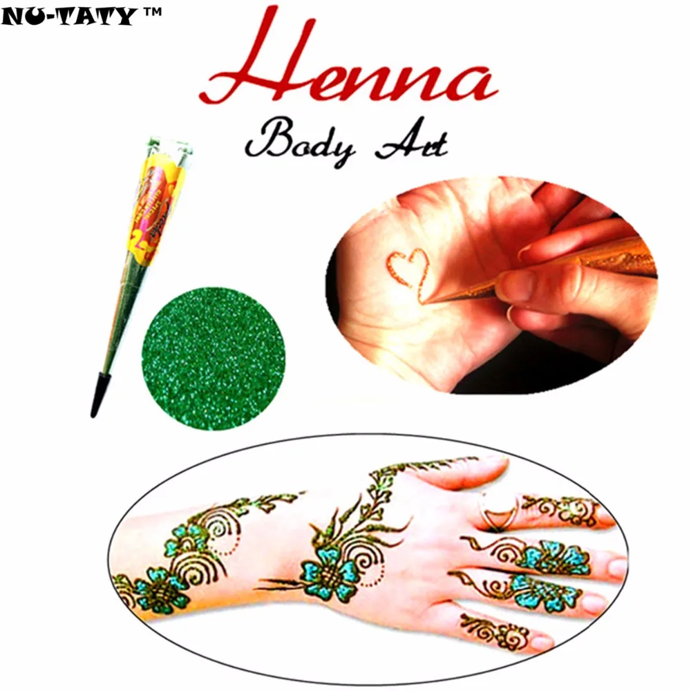 Nu-TATY Mehndi блестящая изумрудно-зеленая хна краска для тела 25 г Мерцающая Временная