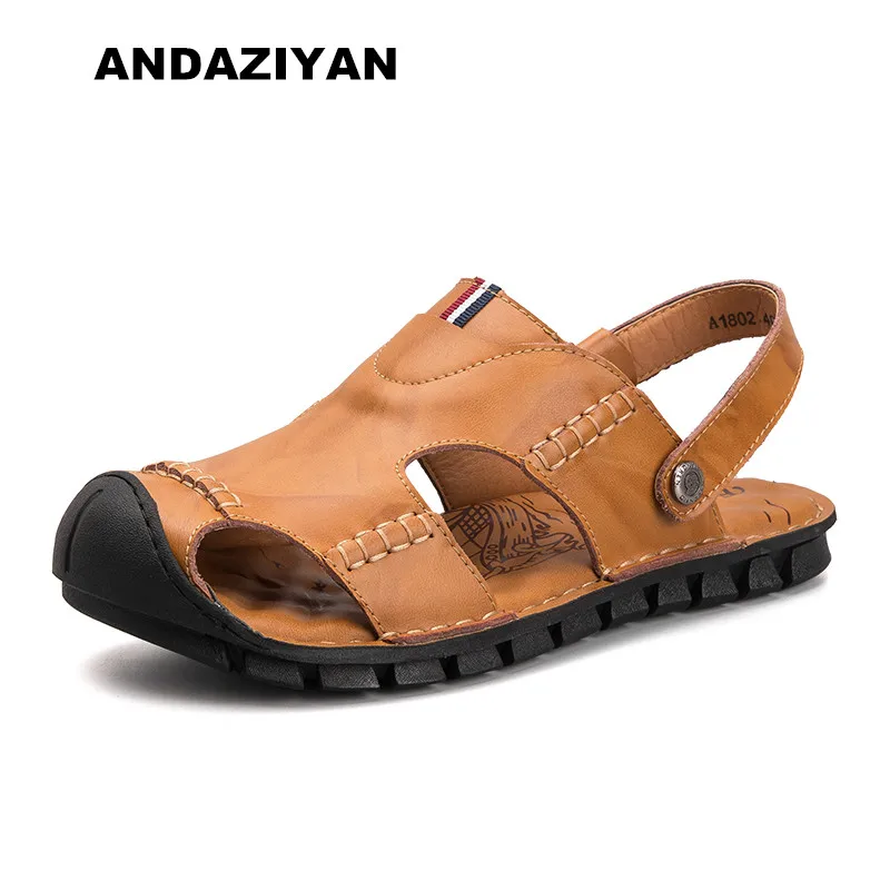 

New sandals men's slippers men's dual-use sandals breathable cowhide leather wild beach shoes