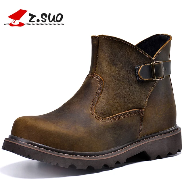 Z Suo Brand 327 Style Mens Autumn Vintage Buckle Design Genuine Leather Work Boots Male Z Suo Brand 327 Style Mens Autumn Vintage Buckle Design Genuine Leather Work Boots Male