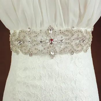 

Bridal pearl and Crystal Sash Rhinestone Applique Trim Dazzling crystal beaded rhinestone applique trimming for wedding dress