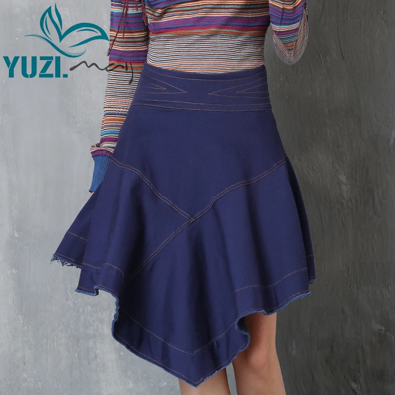 Юбки женские 2017 Yuzi. Может Boho новый хлопок Saias асимметричный лоскутное невидимые