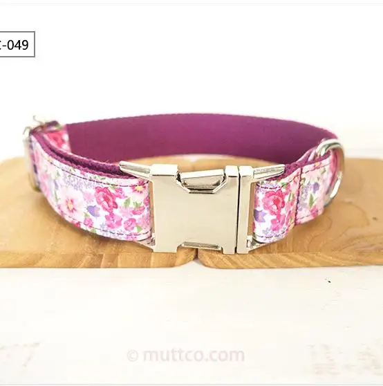 MUTTCO высокое качество ручной работы фиолетовый цветочный уникальный стиль ошейник для собаки поводки цепочка товары для домашних животных ошейники для собак поводки Набор - Цвет: dog colllar