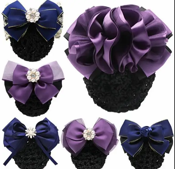 

Sweet Girl Satin Bow Barrette Lady Hair Clip Cover Bowknot Bun Snood Women Hair Accessories