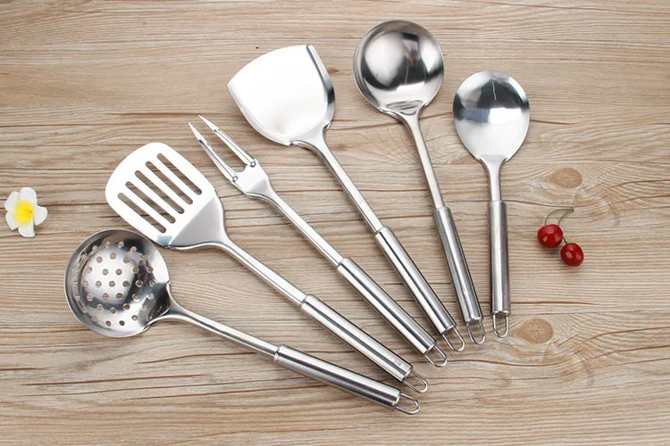 

6pcs/set Kitchen Utensil Set Stainless Steel Cooking Tools Upscale Kitchenware Cookware Kitchen Accessories Spatula Spoon PM 002