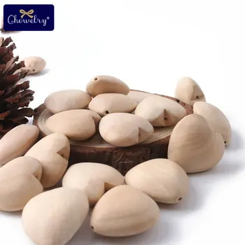 

5PC 40mm Wooden Teething Rodents Wood Hearts Beads DIY Making Bracelet Nursing Nceklace Chew Toy Baby Teether For Children Goods