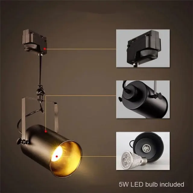 Buy Industrial Vintage LOFT led track lighting