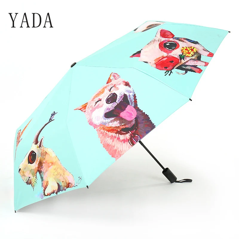 

YADA Cartoon Dogs Cats Pig Panda Umbrella Rain Women uv High Quality Animal Umbrella For Women Windproof Folding Umbrellas YS650