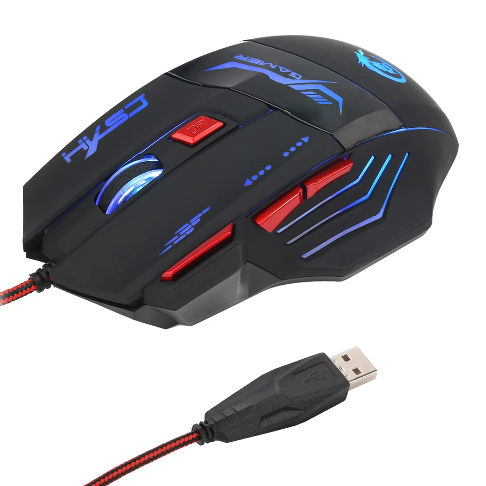 Игровая мышь 5500 DPI USB Проводная оптическая игровая регулируемые 7 кнопок цветная