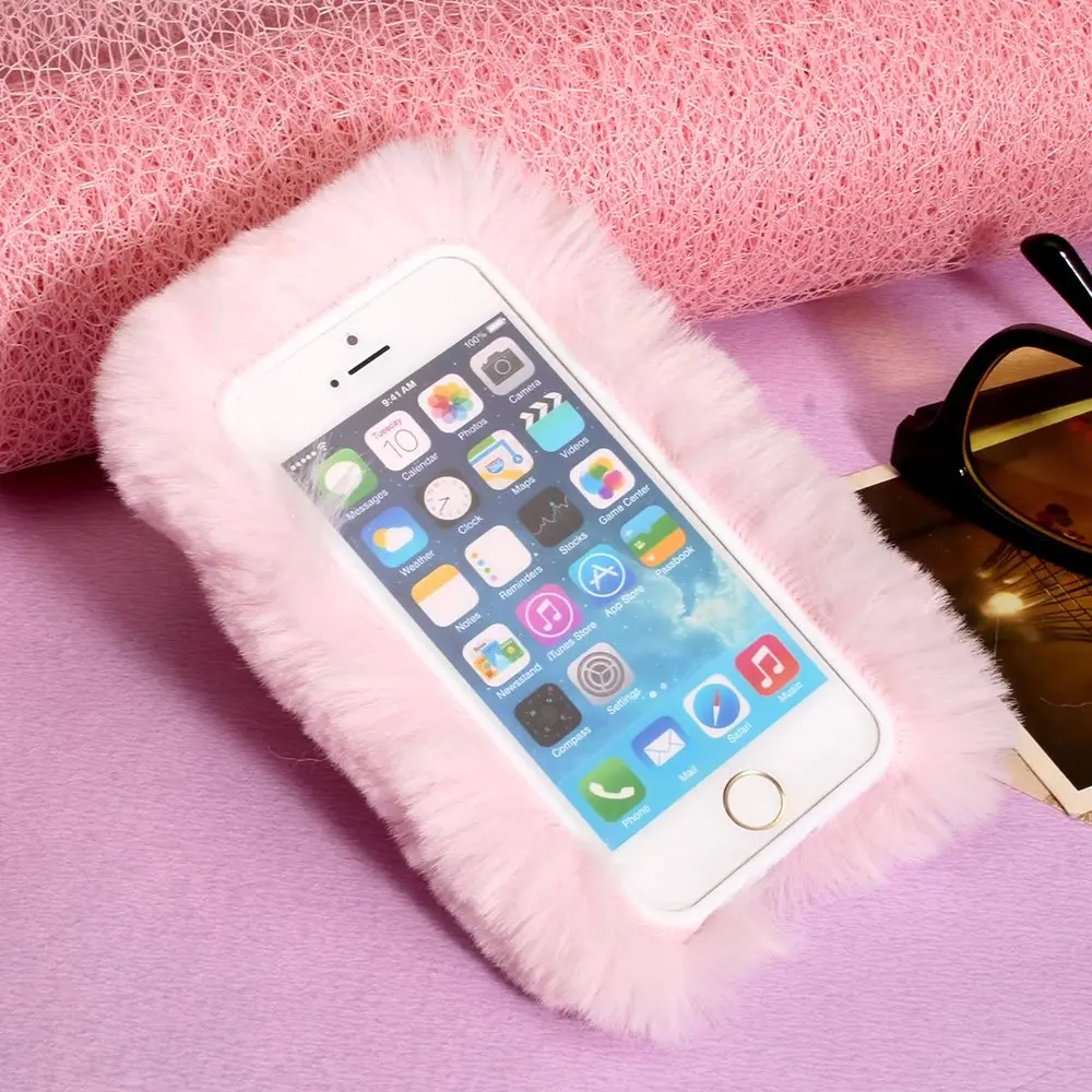 Девушка телефон чехол для iPhone 5S 5 SE Роскошные Теплый Мягкий Кролик Мех животных