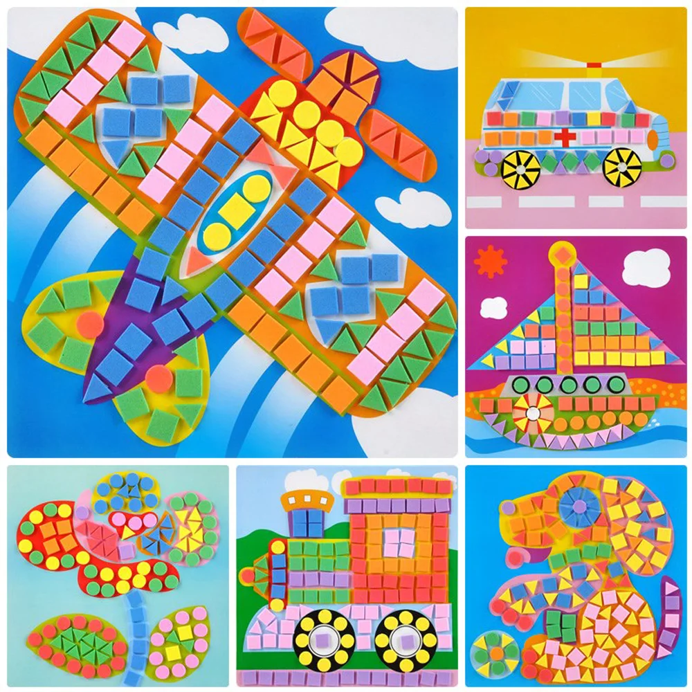 6 шт./Набор 3D головоломки игрушки для детей eva, мозаичный стикер Художественные поделки DIY животные транспорт Развивающие головоломки игрушки для детей