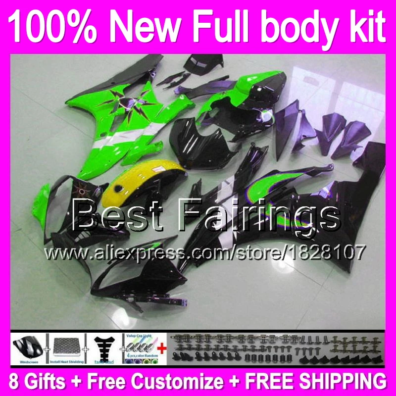 

NEW Green Fairing Body For YAMAHA YZFR6 06-07 Green black YZF-R6 06 07 1B298 YZF 600 YZF R 6 YZF600 YZF R6 2006 2007 +decals