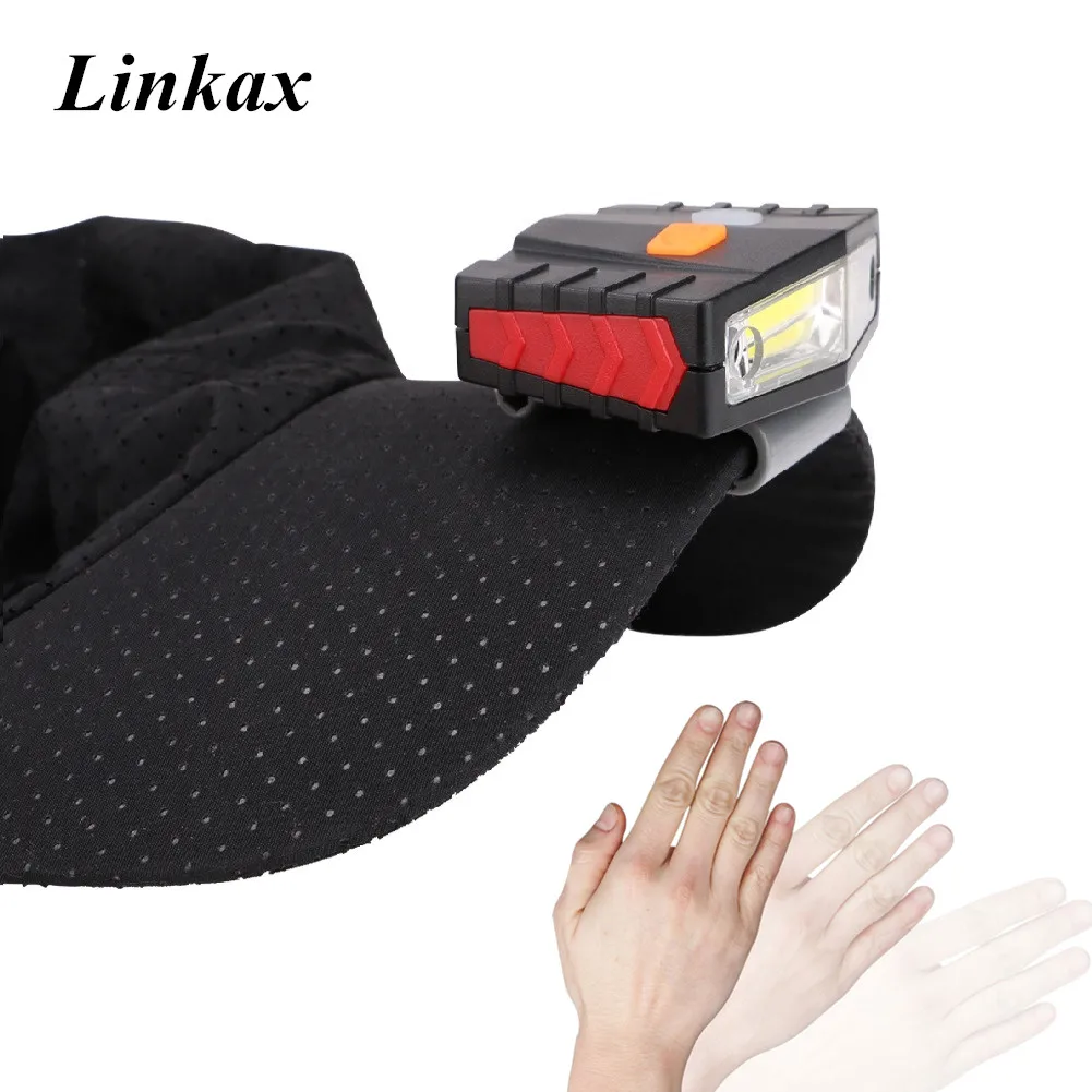 

COB LED IR Sensor Clip ON Hat Cap Light USB Rechargeable Induction Led Headlight HeadLamp Built in Battery+Headband+USB Cable