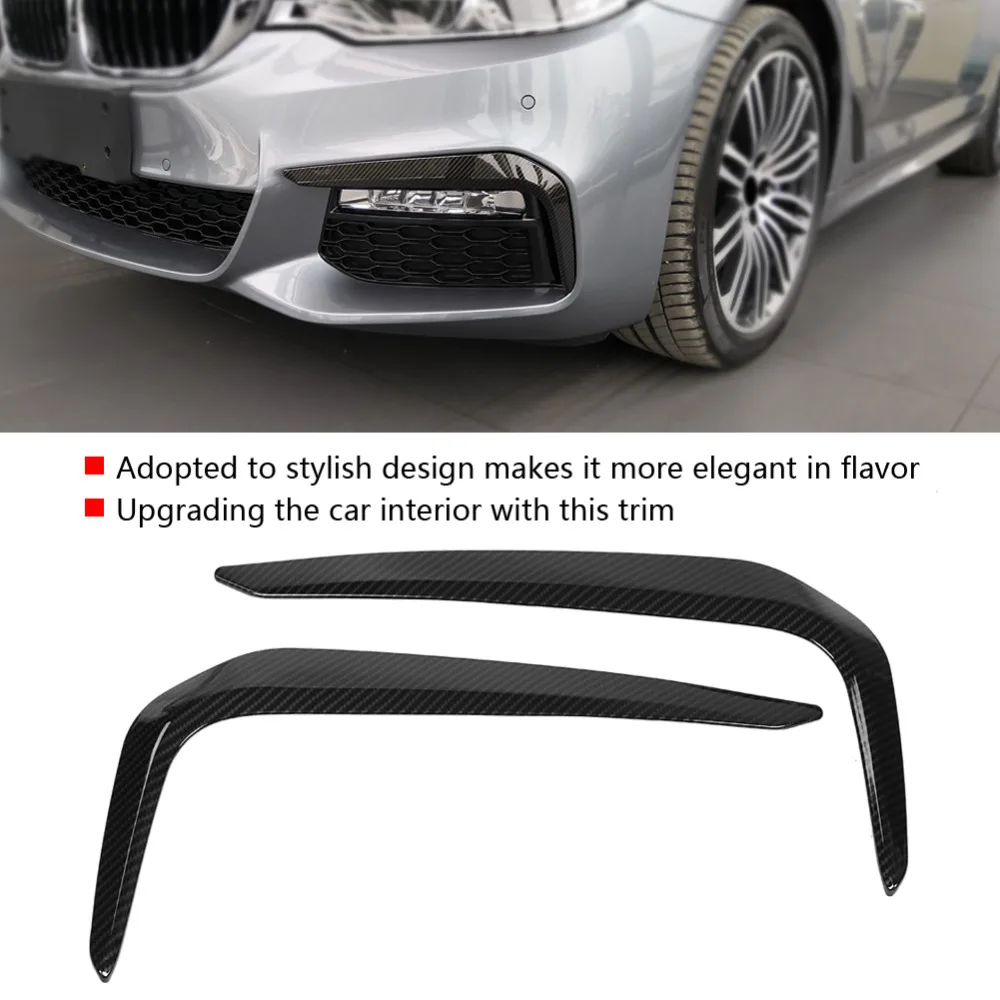 

2pcs Front Foglight Eyebrow Cover Trim for BMW 5 Series M Sport G30 2017 2018 Car Stickers Cover Carbon Fiber Style