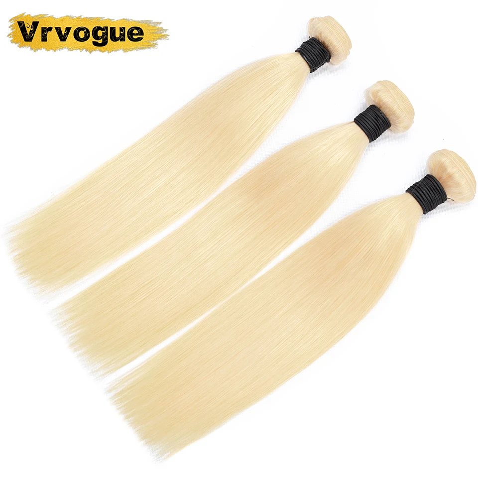 

Vrvogue Hair Color 613 Blonde Bundles 3 PCS Indian Straight Hair Bundles Weave Remy 100% Human Hair Extensions 26 28 30 40 Inch
