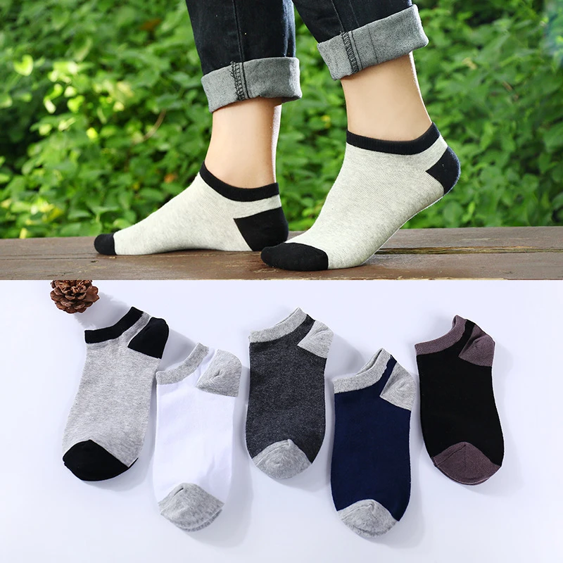 5pairs/lot Mens Slippers Invisible Socks Cotton Low Cut Summer Short