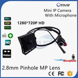 Micro 2,8 мм Объектив Pinhole мини IP Камера 720 P HD охранных Системы видеонаблюдения внешний микрофон Onvif 2,0 видео Cam