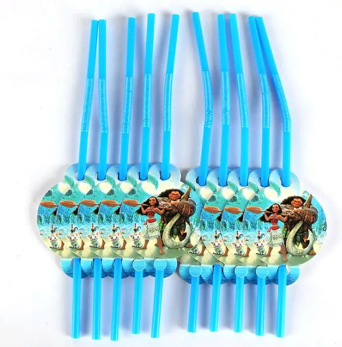 Buy 10 Pcs Moana Print Flexible Drinking Straws