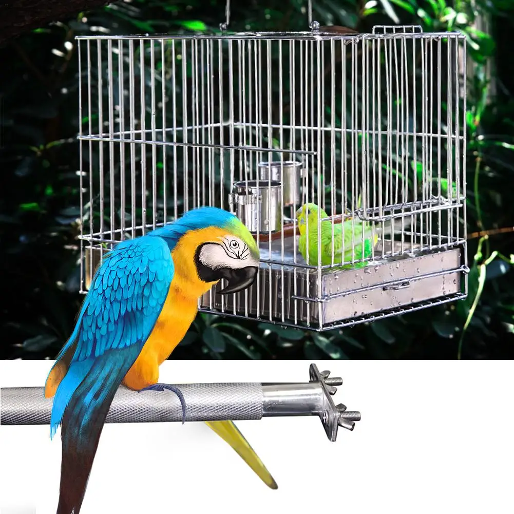 

Stainless Steel Pet Bird Stand Parrot Standing Rod Birdcage Stand Stick Perch Paw Grinding Bite Toys Bird Cage Accessaries 28CM