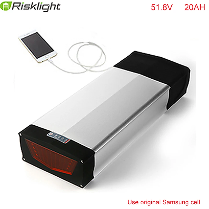 USB порт + задняя стойка 14S 51,8 V литийный электровелосипед ионный аккумулятор 52V 20AH samsung 18650 ячеек литиевая батарея для 48V 1000W двигатель bafang USB порт + задняя стойка 14S 51,8 V литийный электровелосипед ионный аккумулятор 52V 20AH samsung 18650 ячеек литиевая батарея для 48V 1000W двигатель bafang