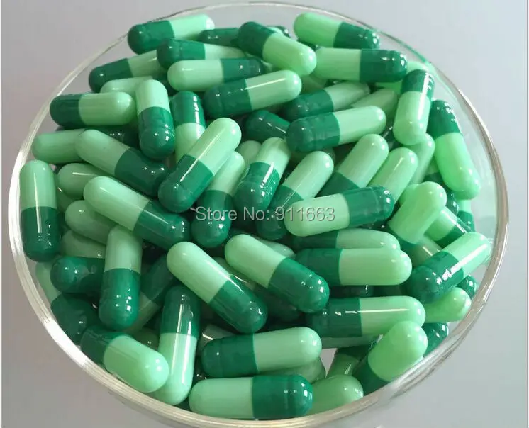 0 5,000pcs, dark green light green colored, empty gelatin capsules