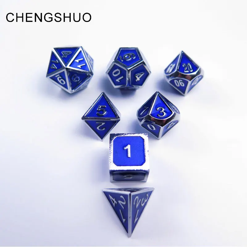 Chengshuo metal aluminium dice set rpg dungeons and dragons dnd polyhedral digital 7pcs sets d20 10 6 8 4 transparent blue game Chengshuo metal aluminium dice set rpg dungeons and dragons dnd polyhedral digital 7pcs sets d20 10 6 8 4 transparent blue game