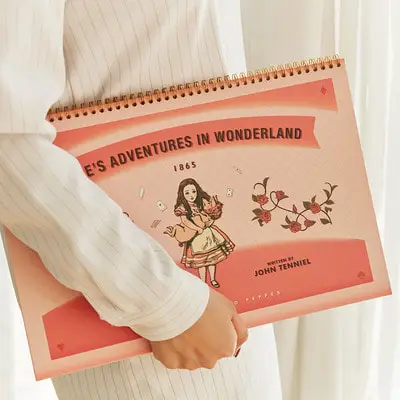 

Alice's Adventures In Wonderland Big Size Scheduler 28P Undated DIY Monthly Planner Pad 37.9*25.2cm