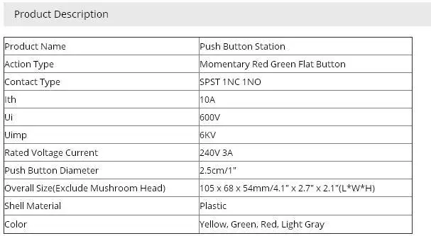 NC Red NO Green плоская кнопка мгновенный 2 переключатель управления станция SPST 240 V 3A