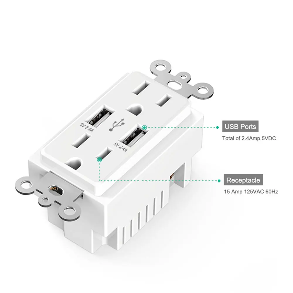 

110VAC PC Alloy Wall Outlet Socket with Mounting Screws Conventional Gadget Household Phone Creative Practicality Durability