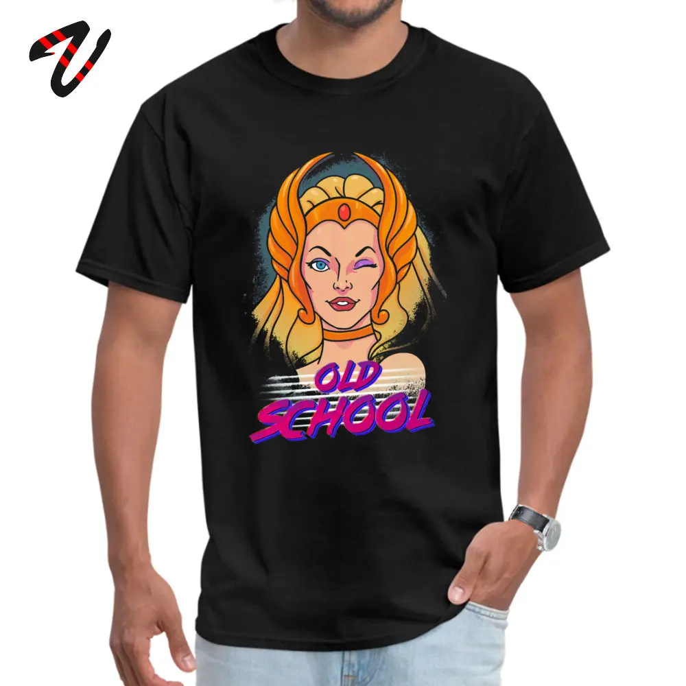 comfortable Shera Old School Man T-shirts 2019 Hot Sale VALENTINE DAY Short Sleeve O Neck 100% Cotton Tops Shirts Normal T Shirt Shera Old School -23499 black