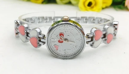 Hello kitty красивые детские часы KT cat студенческие часы hello kitty корейские Мультяшные часы железный ремешок