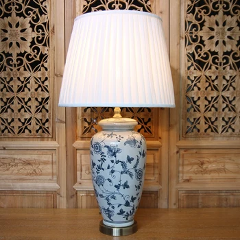 

Antique Ice Crack Chinese Blue And White Porcelain Led E27 Table Lamp For Study Living Room Bedroom Ceramic Lights 1833