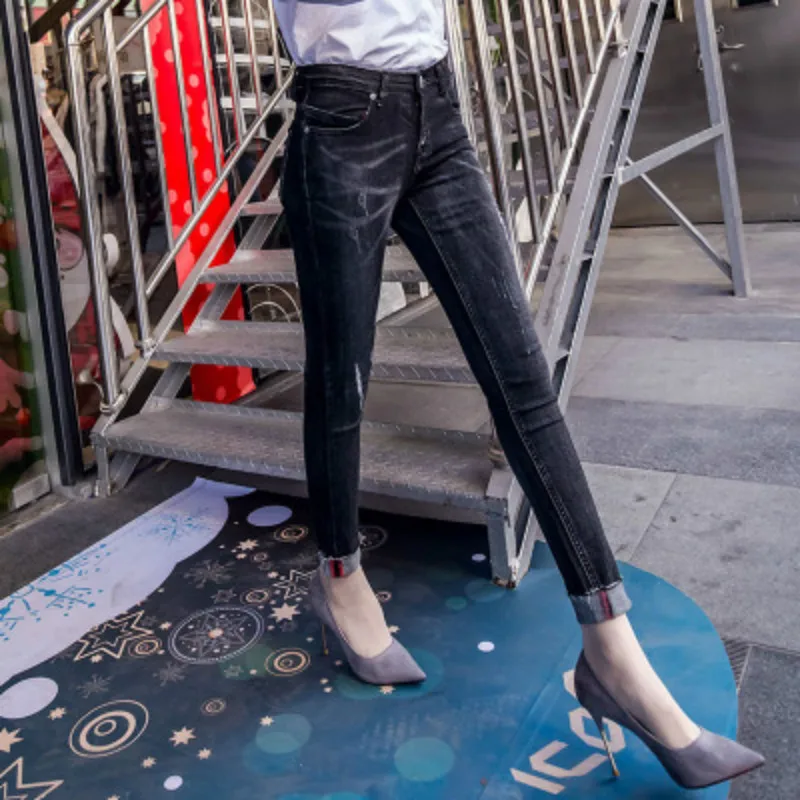 

Cotton Women Jean Pants Pencil Slim Vintage 2018 Summer Korea Style Plus Size Trousers for Ladies and Students