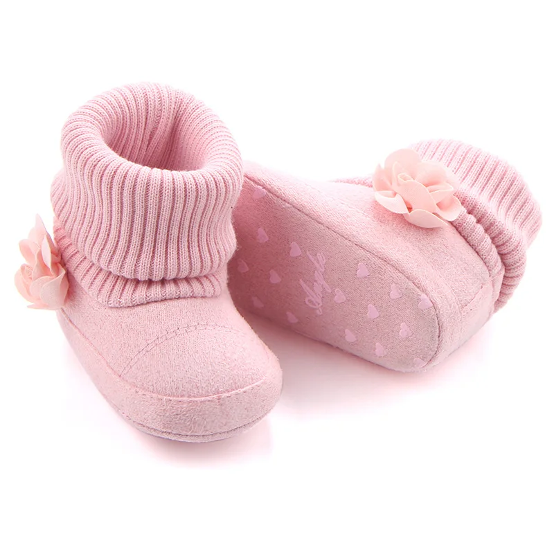 Детская зимняя обувь для девочек Теплая обувь кроватки коляски; первая обувь для ходьбы, ботинки, Детская Пижама, для детей, малышей супер теплые на шнуровке; ботинки с цветочным узором