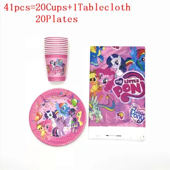 

21Pcs/41Pcs My Little Pony Theme Family Party Child Birthday Party Decorations Paper Cup 10/20People Use Baby Shower Supplies
