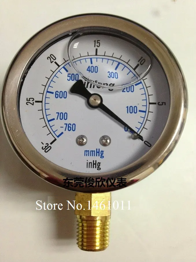 Pressure Gauge 760 0mmHg 1/4PT Vacuum Meter for Hydraulic Power Machine