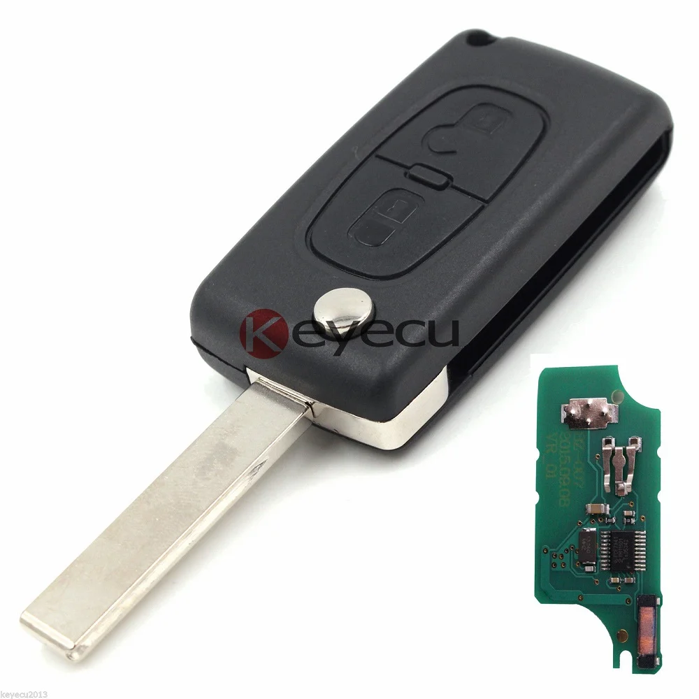 Keyecu Newest Flip Remote Locking Key Fob 2 Button 433MHz ID46 for