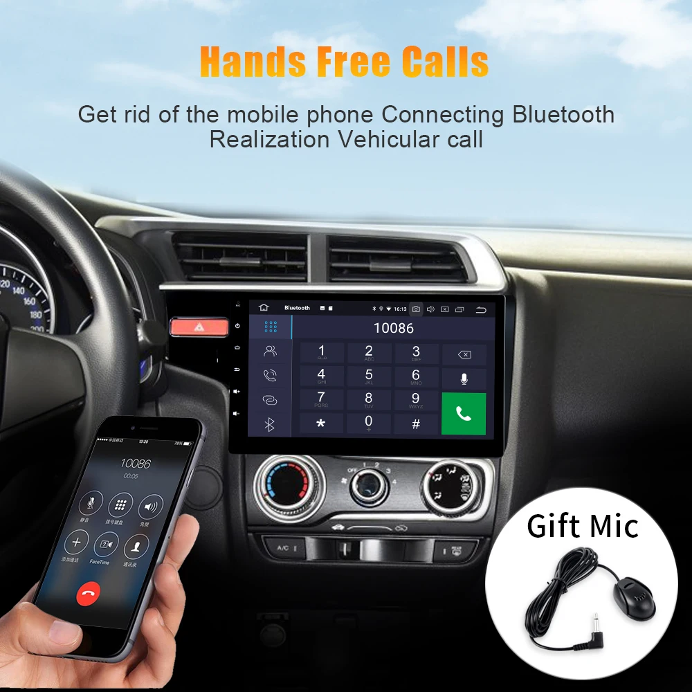 Top Android 9.0 Car 1 din car audio for Honda Fit 2013+ GPS Car Radio multimedia MP3 Bluetooth 10.2" IPS Multi Touch Screen 3