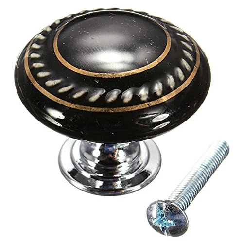 

HHTL-Black 10PCS Retro Simple Style Round Ceramic Door Knob Handle Pull Knobs Door Cupboard Locker for Drawer,Cabinet,Chest, B