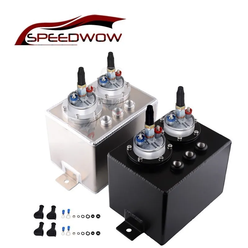 

SPEEDWOW 3L Dual-Port Aluminum Fuel Surge Tank With Dual High-pressure 044 External Fuel Pump Oil Catch Can Oil Reservoir Tank