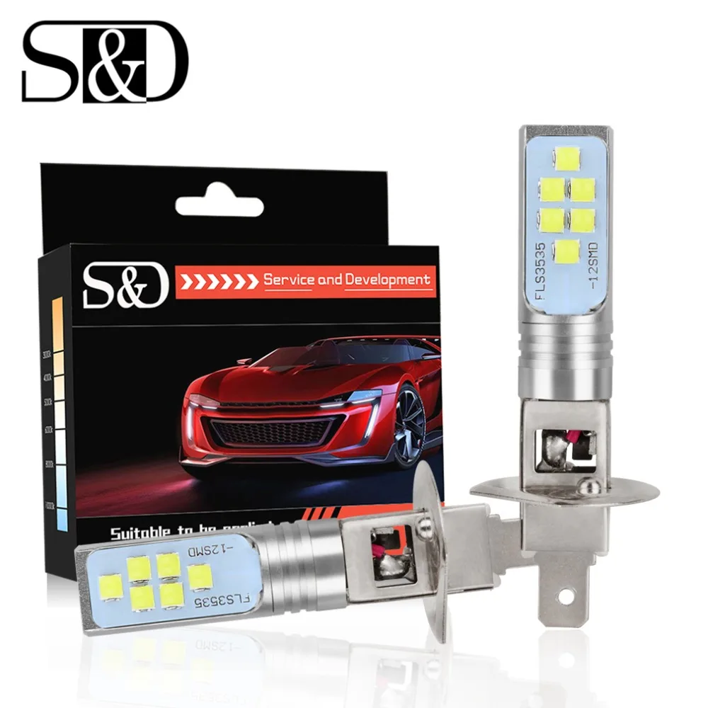 2 шт. автомобильные светодиодный ные лампы H1 противотуманные фары 12 3535SMD супер