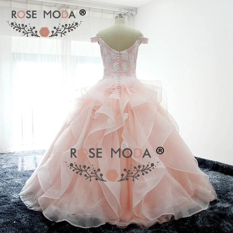 Rose Moda Quinceanera Dresses Off Shoulder V Neck Puffy Real Photos