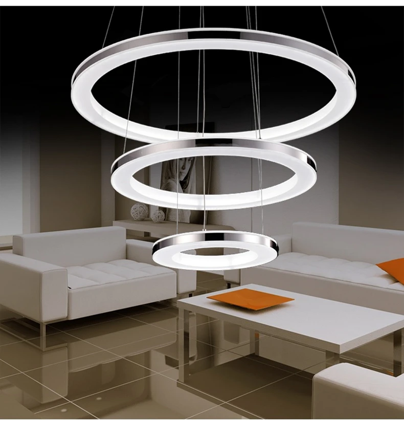 Современный минимализм, алюминиевое акриловое кольцо, светодиодная люстра с дистанционным управлением, диммируемая светодиодная подвесная люстра для фойе