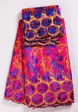 SHBZL27,5yards bazin lace+2yards net lace,pretty embroidered African cotton bazin lace fabric with beads for party dress!