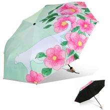 Модное черное покрытие складной зонтик с УФ-защитой ручной Зонт Paraguas 8 ребра зонтик от солнца в мультипликационном стиле XYTQ-12