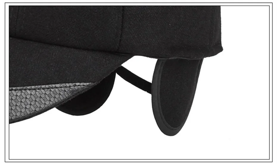 Wuaumx Фирменная осенне-зимняя бейсбольная кепка s для мужчин, шерстяная теплая шапка-ушанка, Кепка Snapback, Мужская Черная кепка pello