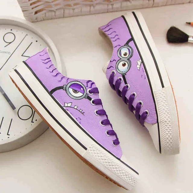 

Fashion Minion Sneakers Low Lacing Women's Canvas Shoes Despicable Me Girls Casual Shoes 2018 Spring Summer Zapatos De Mujer Gg